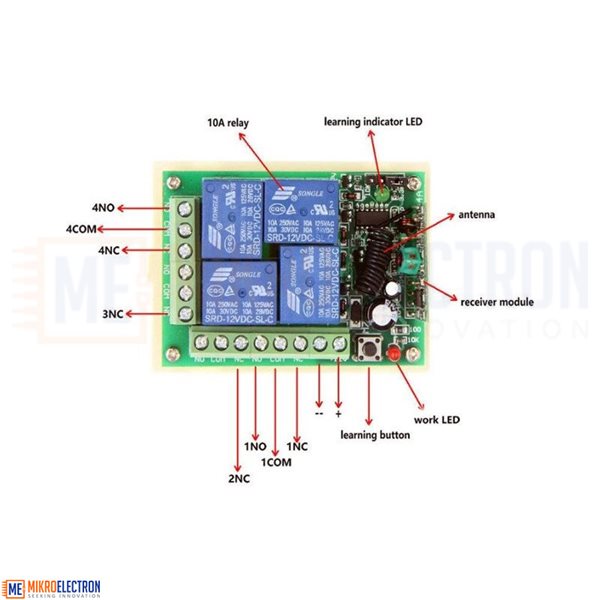 Remote Control Switch DC 12V 4 Channel Relay Receiver